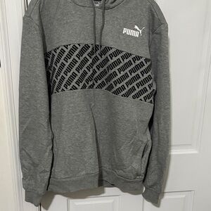 Puma Charcoal MENS Hoodie with Patterned Logo